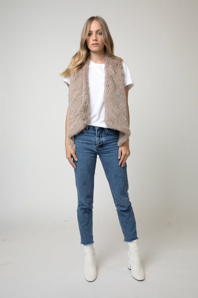 Grey faux fur vest on sale womens